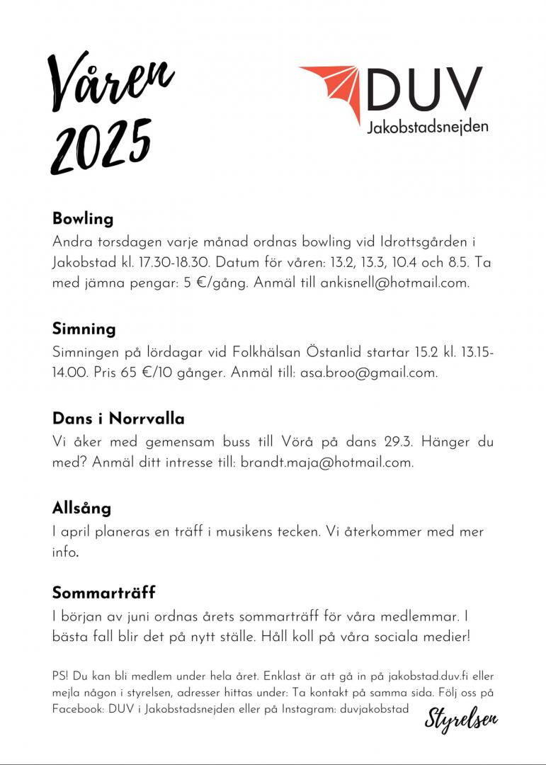 Vårens aktiviteter 2025